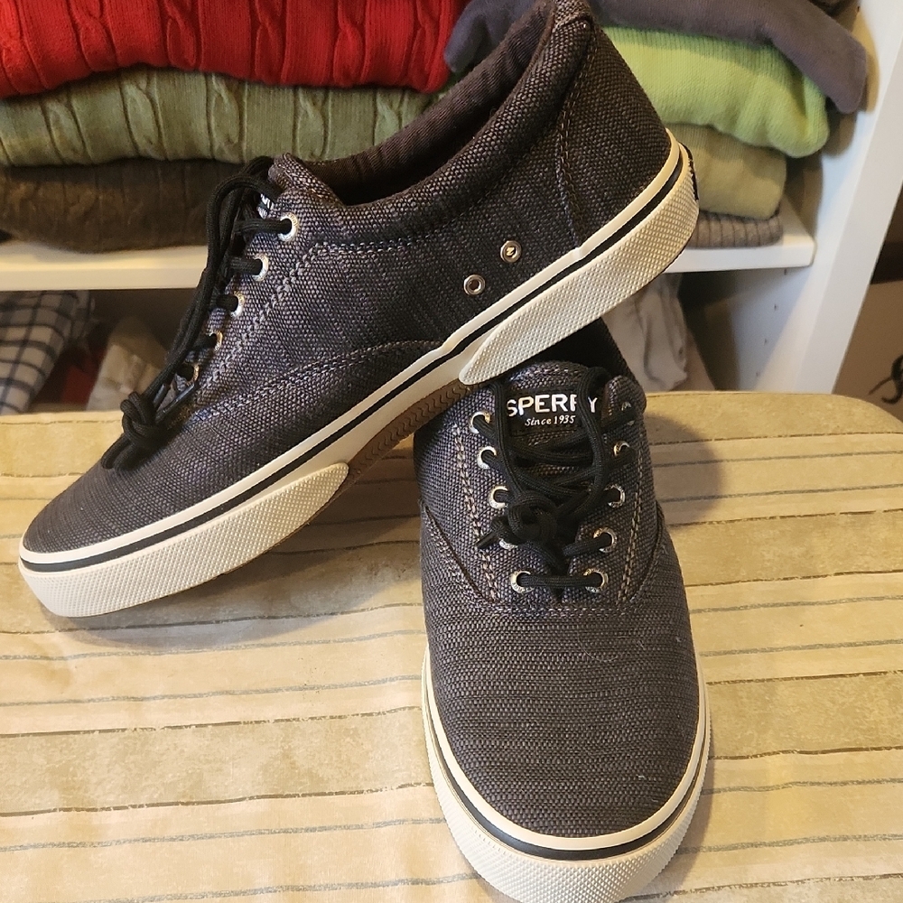 Sperry Men's Dark Gray Canvas Boat Shoes - Picture 3 of 3